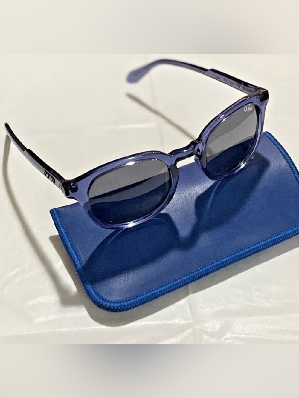 Quay Australia Polarized Walk On Men's Women's Translucent Blue Sunglasses